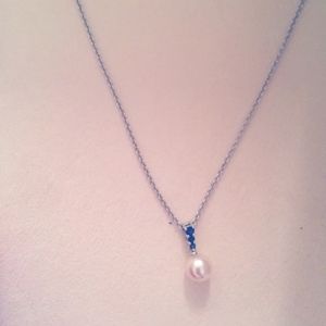 Mikimoto Pearl and Sapphire Pendant Necklace